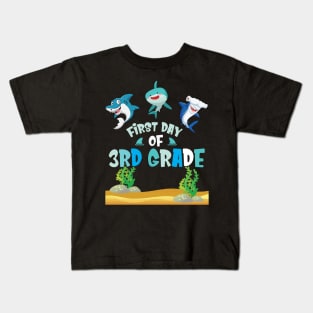 First Day Of 3rd Grade Sharks Students Happy Back To School First Day Of School Kids T-Shirt